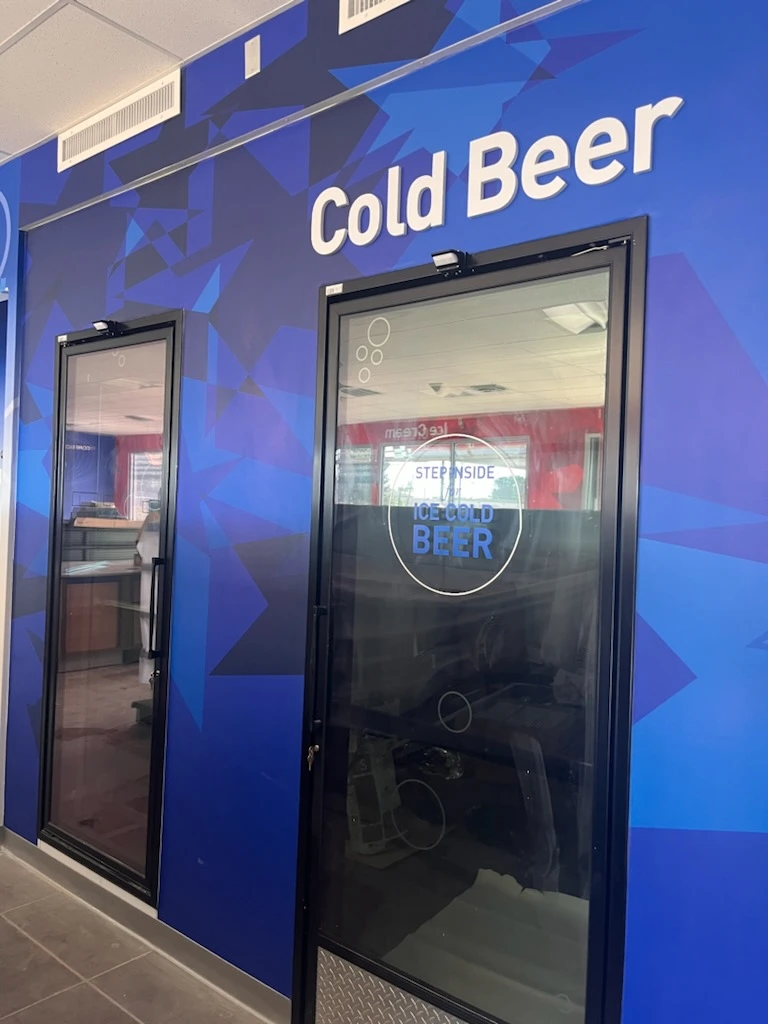 Murphy Oil USA Cold Beer wall graphic vinyl installation